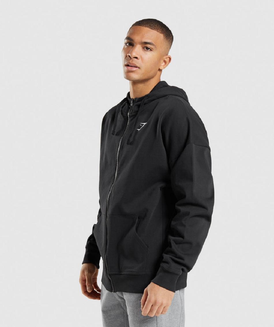 Gymshark Essential Zip Up Muške Majica S Kapuljačom Crne | HR 2708NWY